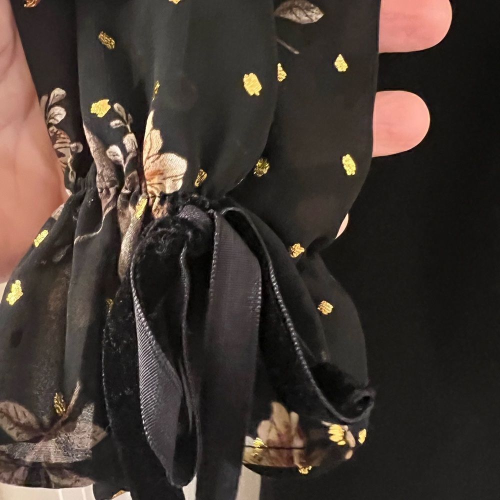 Maurices black dress with sheer floral sleeves and bows size Medium - Picture 7 of 8